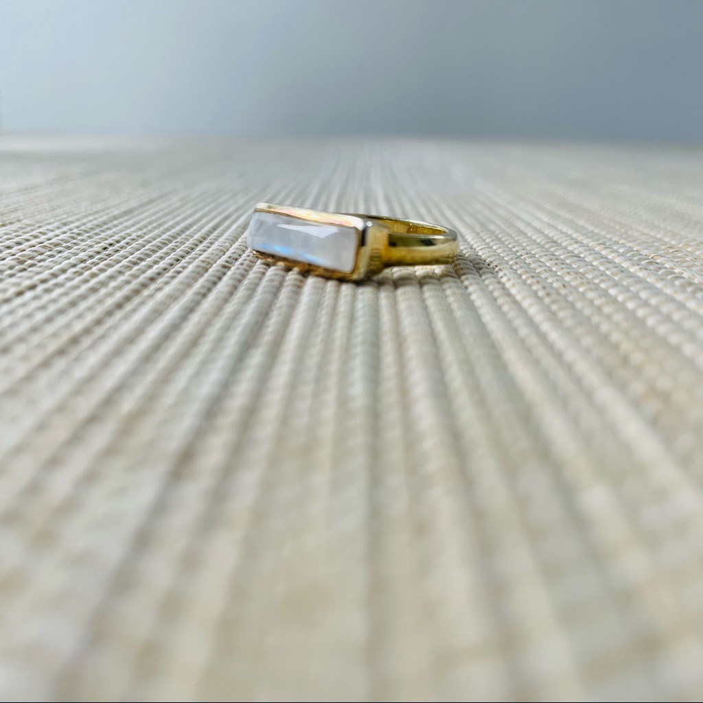 Iridescent White Rectangle Ring